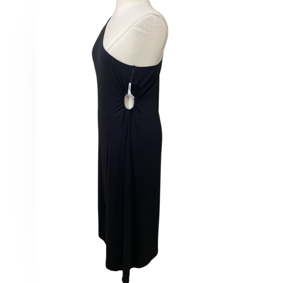 Fitted one shoulder asymmetric cutout stretch knit midi dress - Picture 4 of 7